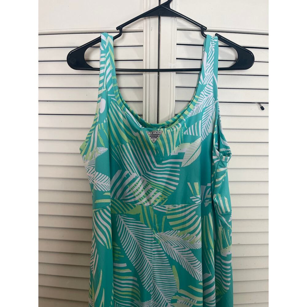 Columbia PFG Freezer III Tank Dress Cooling UPF 50 Blue White Leaf  Size XXL - Picture 6 of 8